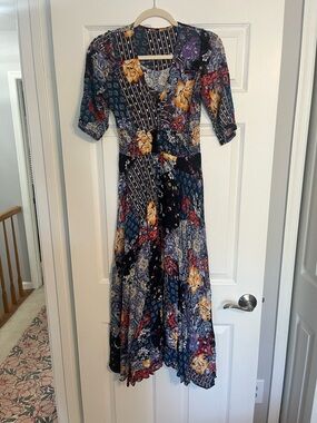 Floral Patchwork Midi Dress in Multicolor